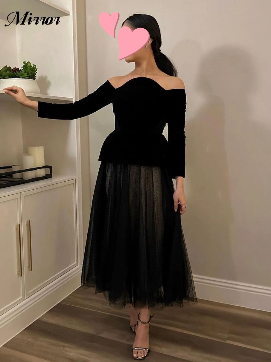 Mirror Dress Elegant Vintage Sexy Black Wave Point Boat Neck A-Line Customized Formal Occasion Prom Dress Evening Party Gowns
Mirror Dress Elegant Vintage Sexy Black Wave Point Boat Neck A-Line Customized Formal Occasion Prom Dress Evening Party Gowns