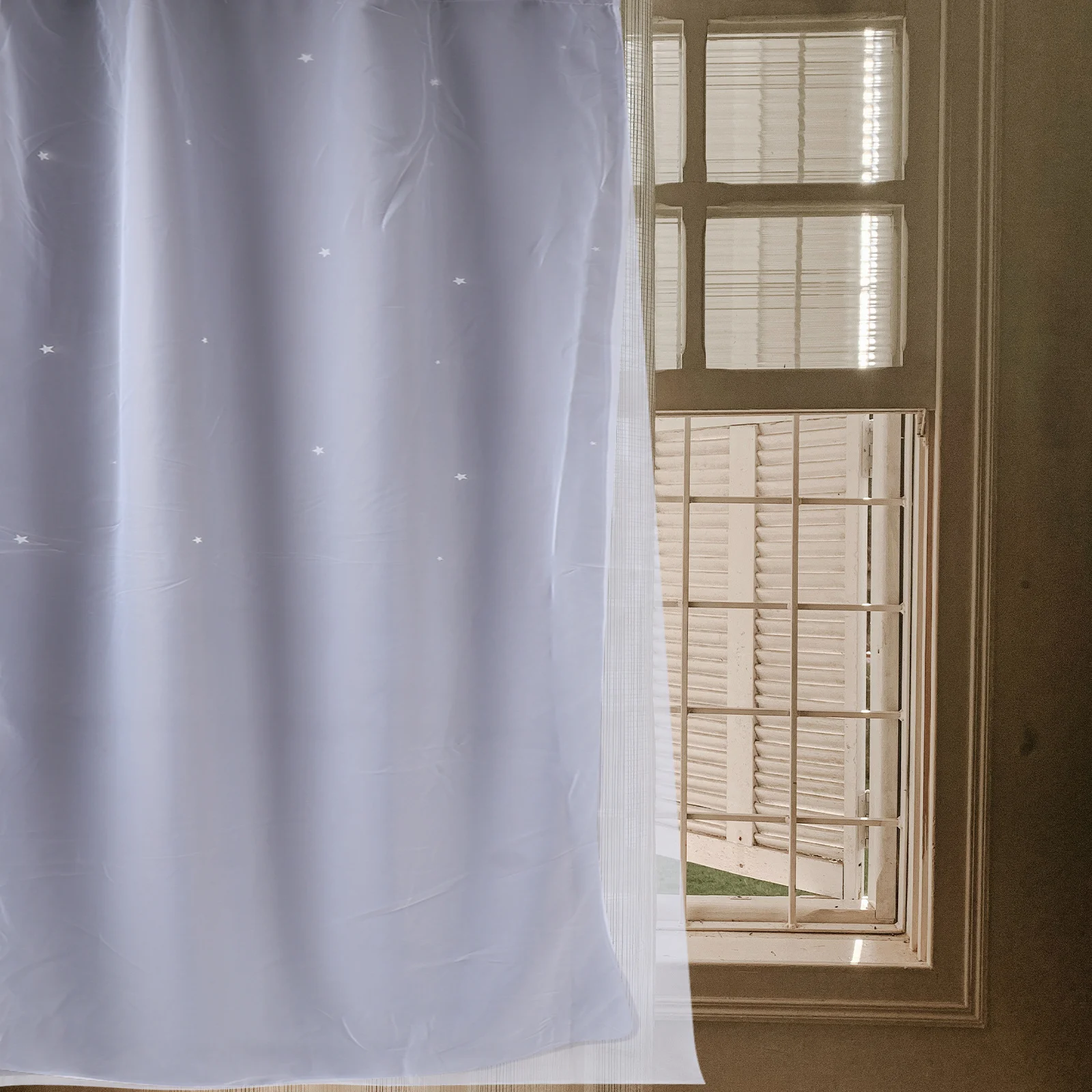 2 in 1 Blackout Fabric and Gauze Curtain Grey Hollow Out Star Design for Bedroom Living Room Study Office Easy Install No Hook
2 in 1 Blackout Fabric and Gauze Curtain Grey Hollow Out Star Design for Bedroom Living Room Study Office Easy Install No Hook