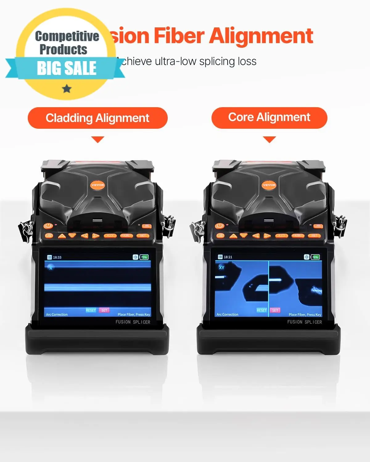 Substantial Fiber Fusion Splicer 6 Motors Core Clad Alignment Fibers Optic Splicer With 6s Fast Splicing And 13s Heating 5 LCD S
Substantial Fiber Fusion Splicer 6 Motors Core Clad Alignment Fibers Optic Splicer With 6s Fast Splicing And 13s Heating 5 LCD S