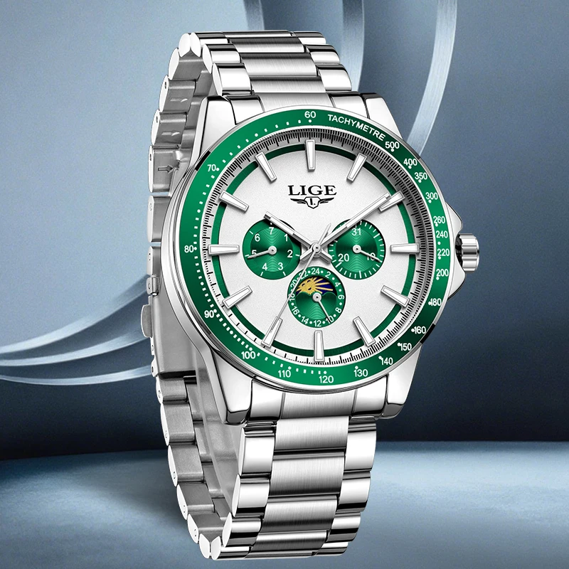 LIGE Luxury Classic Quartz Watches Male Top Brand Unique Dial Stainless Steel 24-Hour Moon Phase Waterproof Date Weeks Man Watch
LIGE Luxury Classic Quartz Watches Male Top Brand Unique Dial Stainless Steel 24-Hour Moon Phase Waterproof Date Weeks Man Watch