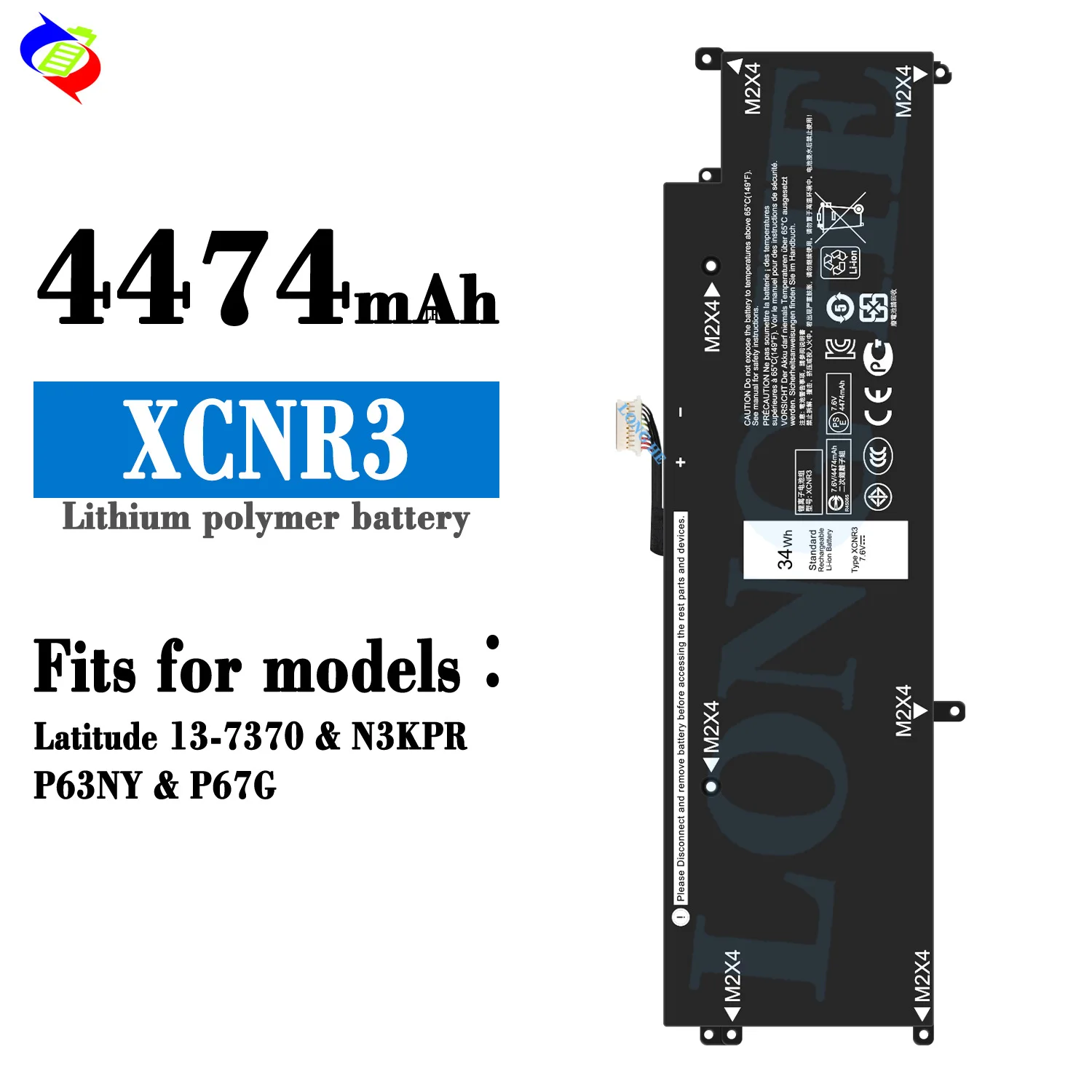 XCNR3 7.6V 43Wh 4250mAh Laptop Battery for Dell Latitude 13 7370 N3KPR P63NY WY7CG WV7CG Replacement Battery
XCNR3 7.6V 43Wh 4250mAh Laptop Battery for Dell Latitude 13 7370 N3KPR P63NY WY7CG WV7CG Replacement Battery