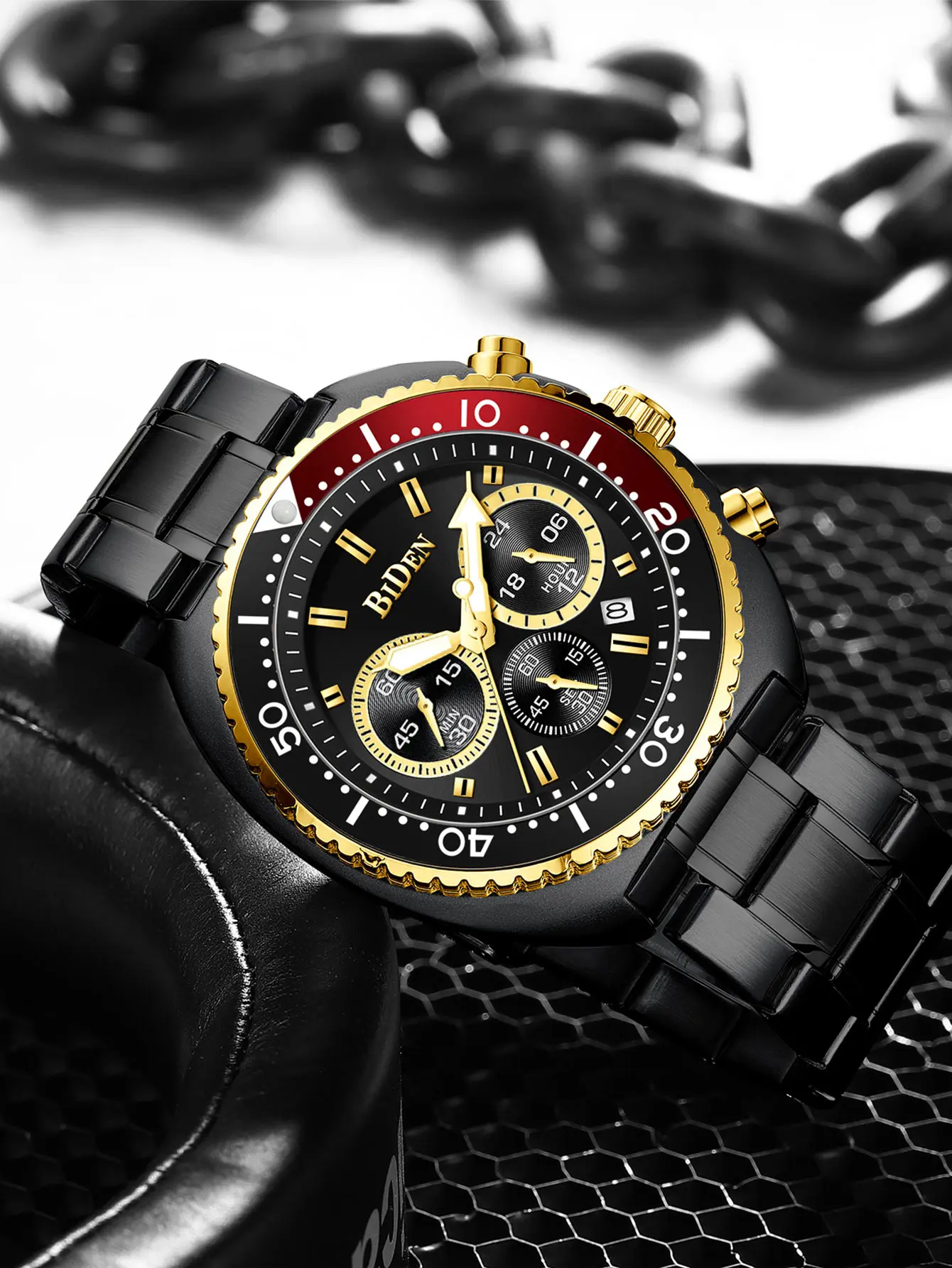 BIDEN Men's Watch Stainless Steel Strap Quartz Watch Waterproof Night Light Calendar Luxury Business Watch
BIDEN Men's Watch Stainless Steel Strap Quartz Watch Waterproof Night Light Calendar Luxury Business Watch