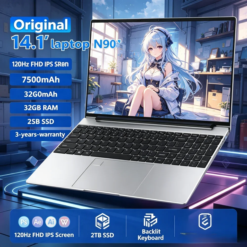 Original 14.1" Laptop N95 Chip 120Hz IPS FHD Screen 7500mAh 32GB RAM 2TB SSD Backlit Keyboard Fingerprint Laptop
Original 14.1" Laptop N95 Chip 120Hz IPS FHD Screen 7500mAh 32GB RAM 2TB SSD Backlit Keyboard Fingerprint Laptop