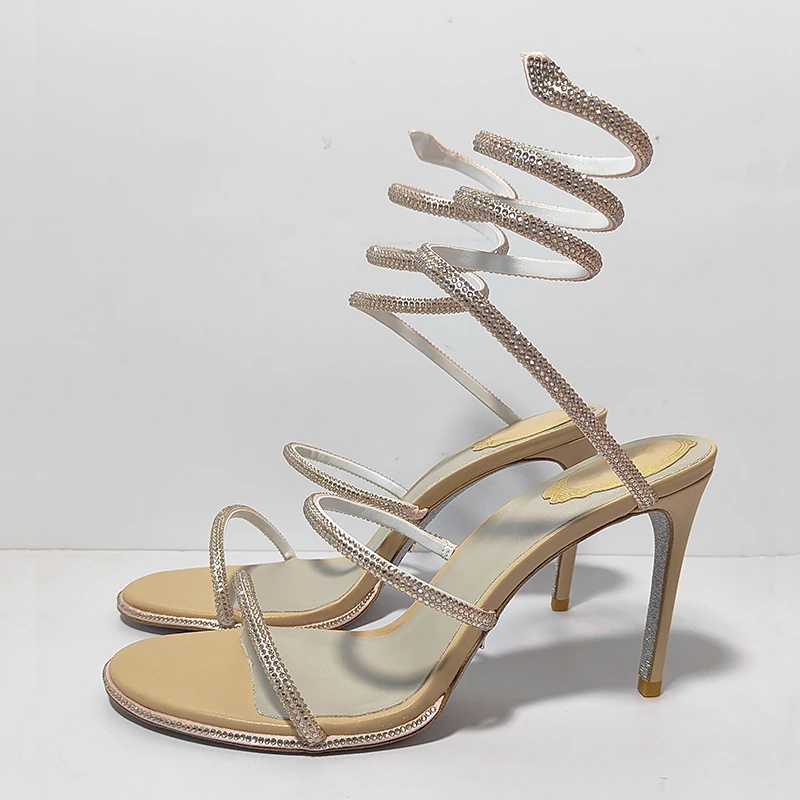 Summer High Heels Sandals Women Shiny Rhinestone Snake Shaped Winding Runway Shoes Sexy Thin Heels Open Toe Gladiator Sandalias
Summer High Heels Sandals Women Shiny Rhinestone Snake Shaped Winding Runway Shoes Sexy Thin Heels Open Toe Gladiator Sandalias
