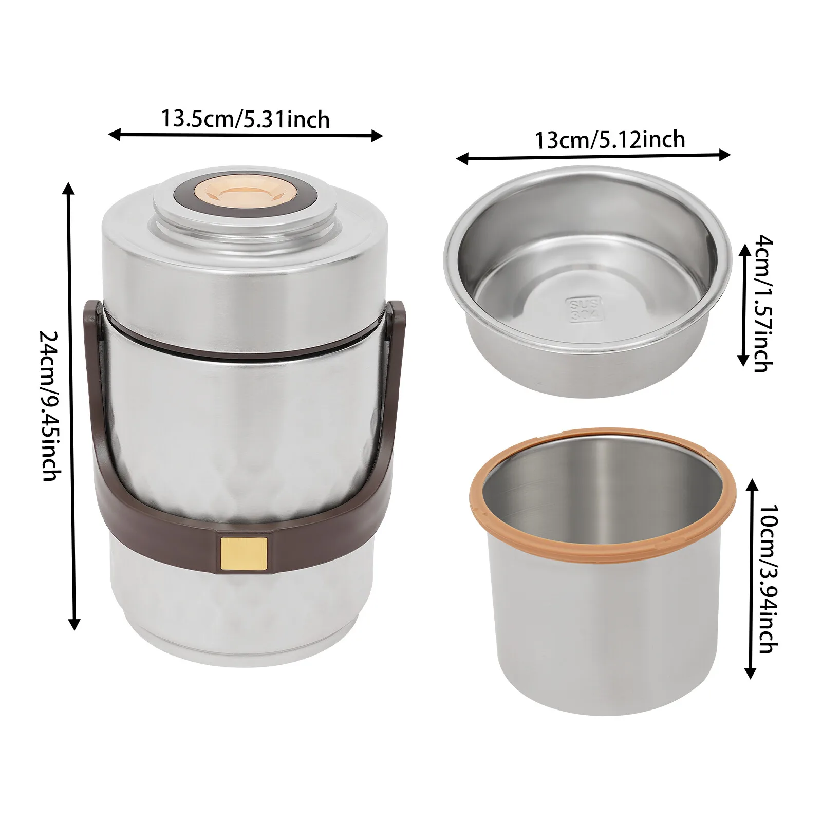 3-Tier Sealed Stackable Food Thermos Silver Insulated Thermal Lunch Box
3-Tier Sealed Stackable Food Thermos Silver Insulated Thermal Lunch Box