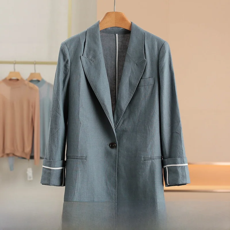 Linen Asymmetrical One Button Suit Jacket Women's Casual Commute Interview Workwear Pure Linen Fabric Color Block Style
Linen Asymmetrical One Button Suit Jacket Women's Casual Commute Interview Workwear Pure Linen Fabric Color Block Style