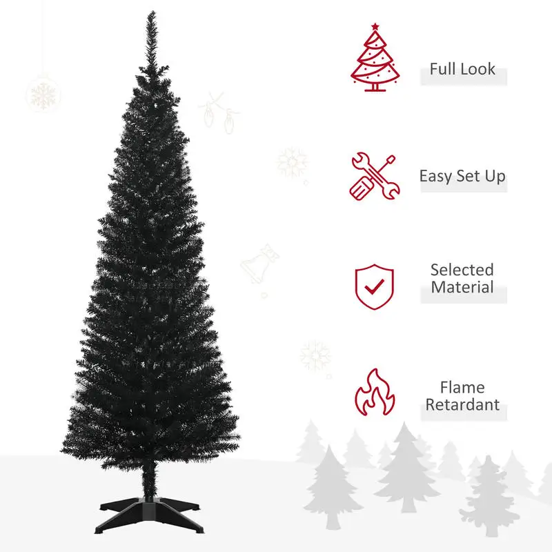 HOMCOM 5' Artificial Pencil Christmas Tree, Slim Xmas Tree with 294 Realistic Branch Tips and Plastic Stand, Black
HOMCOM 5' Artificial Pencil Christmas Tree, Slim Xmas Tree with 294 Realistic Branch Tips and Plastic Stand, Black