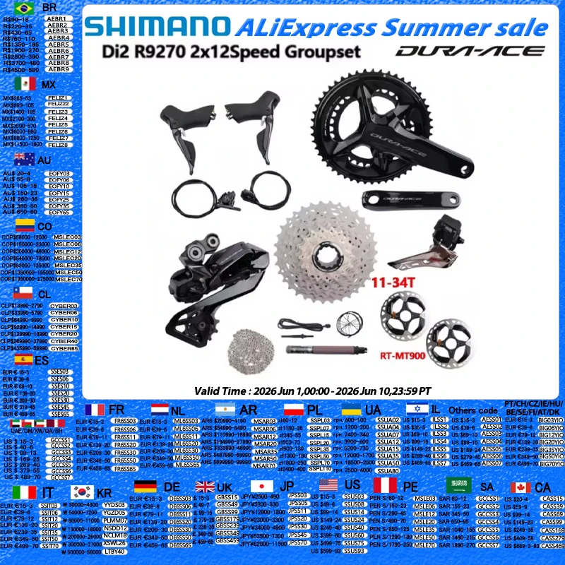 Shimano Di2 Dura Ace R9270 2x12 Speed Hydraulic Disc Brake Set R9200 Crankset FD RD-R9250 Battery DN300 For Road Bike Groupset
Shimano Di2 Dura Ace R9270 2x12 Speed Hydraulic Disc Brake Set R9200 Crankset FD RD-R9250 Battery DN300 For Road Bike Groupset