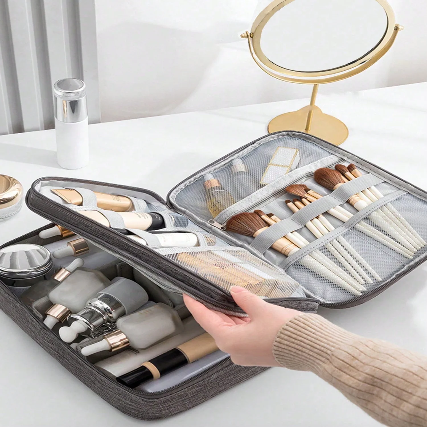 Multifunction Double-Layer Cosmetic Zipper Bag, Lightweight Make Up Bag, Portable Travel Bag Cosmetic Bag,For Makeup Tools Cosm
Multifunction Double-Layer Cosmetic Zipper Bag, Lightweight Make Up Bag, Portable Travel Bag Cosmetic Bag,For Makeup Tools Cosm