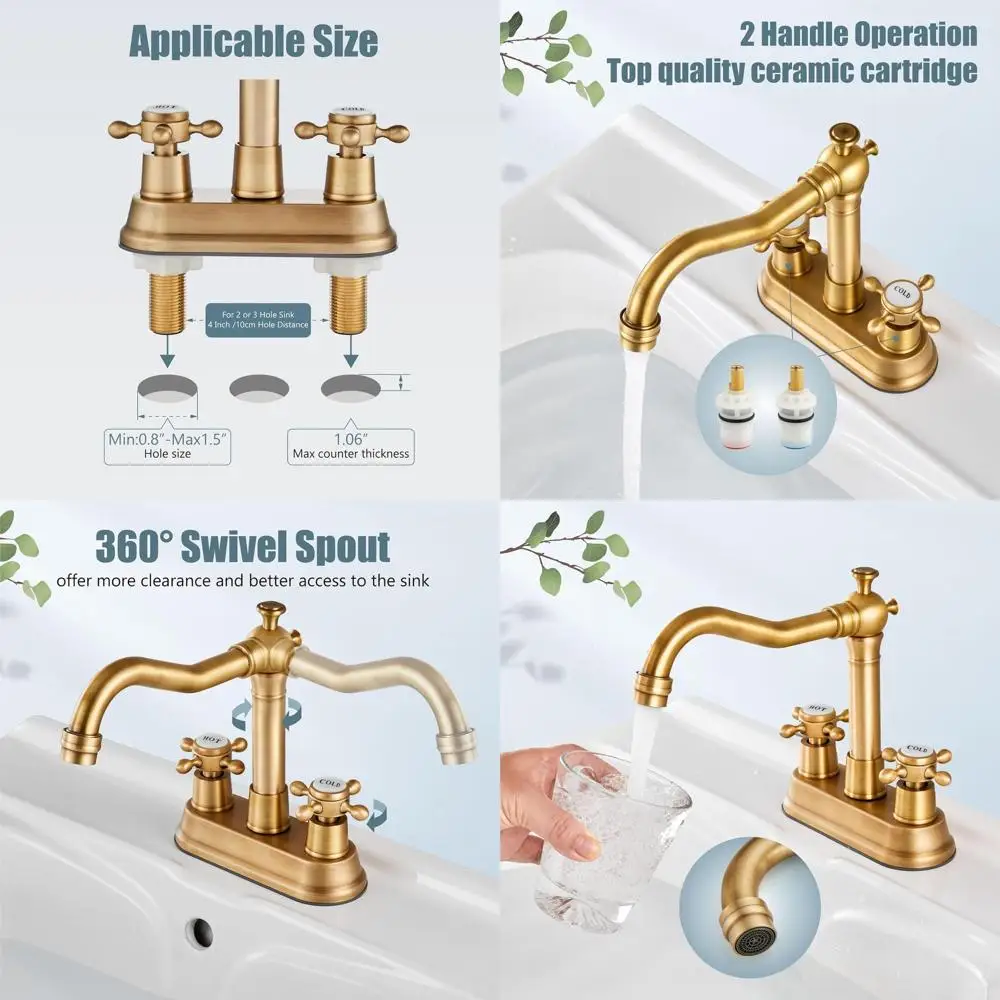 Vintage 4 Centerset Sink Faucet with 2 Cross Handles, Antique Brass Finish, Includes Hose & Pop-Up Drain for RV, Utility, or Van
Vintage 4 Centerset Sink Faucet with 2 Cross Handles, Antique Brass Finish, Includes Hose & Pop-Up Drain for RV, Utility, or Van