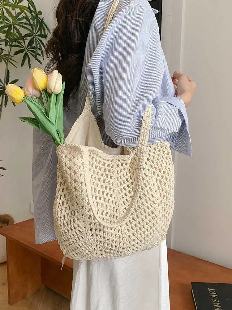 Women Large Capacity Handle Woven Tote Bag 2025 Spring Summer Versatile Hollow Out Shoulder Bags Beach Holiday Handbag
Women Large Capacity Handle Woven Tote Bag 2025 Spring Summer Versatile Hollow Out Shoulder Bags Beach Holiday Handbag