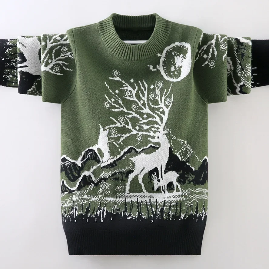 Kids green Sweaters Boys Kintted Pullovers Warm Clothes Children Bottoming Shirt Teenage Cotton Fleece Lining Swearters Xmas
Kids green Sweaters Boys Kintted Pullovers Warm Clothes Children Bottoming Shirt Teenage Cotton Fleece Lining Swearters Xmas