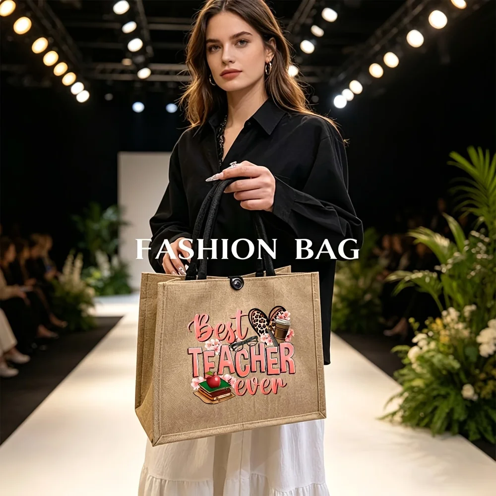 Teacher Appreciation Linen Tote Bag Tribute to Teacher Gratitude Best Teacher Ever Handbag Linen Texture Contrast Trim Design
Teacher Appreciation Linen Tote Bag Tribute to Teacher Gratitude Best Teacher Ever Handbag Linen Texture Contrast Trim Design