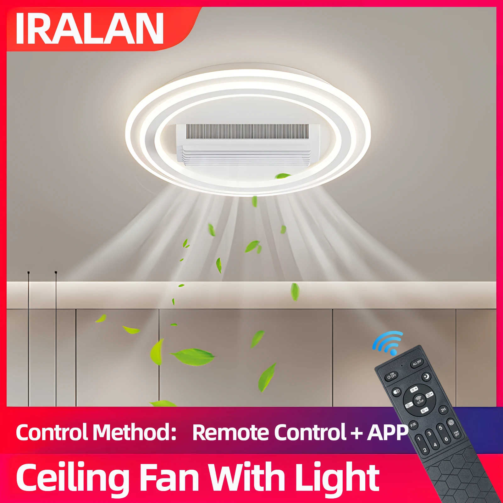 IRALAN Modern Indoor LED Ceiling Fan Lights Lustres Bladeless Fan Lamps Bedroom Decor Dining Ceiling Bladeless electric fan
IRALAN Modern Indoor LED Ceiling Fan Lights Lustres Bladeless Fan Lamps Bedroom Decor Dining Ceiling Bladeless electric fan