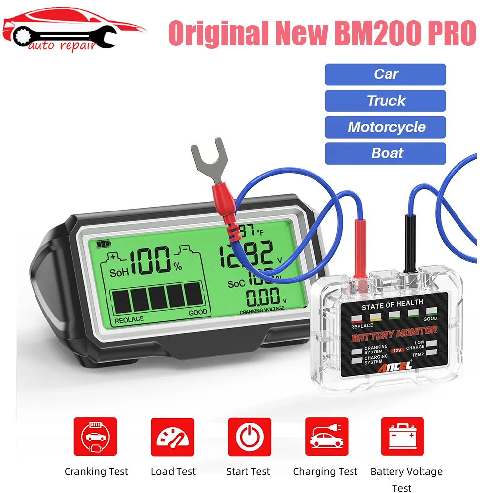 BM200 PRO 12V LED Car Battery Tester Monitor Head-Up Display Waterproof SOH SOC Charging Battery Capacity Analyzer Tools
BM200 PRO 12V LED Car Battery Tester Monitor Head-Up Display Waterproof SOH SOC Charging Battery Capacity Analyzer Tools