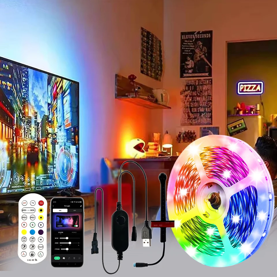 Светодиодная подсветка телевизора Ambilight Sync To Screen 5V Usb 3.8M 5M Rgbic Светодиодная лента ТВ Камера Управление приложением Игровой умный ночник
Светодиодная подсветка телевизора Ambilight Sync To Screen 5V Usb 3.8M 5M Rgbic Светодиодная лента ТВ Камера Управление приложением Игровой умный ночник