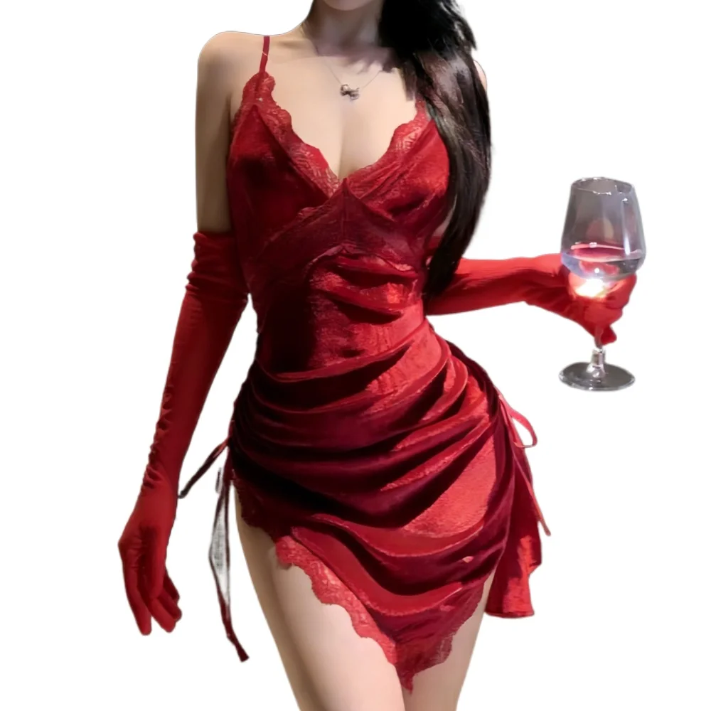 European Lace Bridal Lingerie Dress Set Sheer Gathered Lace Bra Straps Sexy Boudoir V-Neck Nightwear Soft Female Clothes Split
European Lace Bridal Lingerie Dress Set Sheer Gathered Lace Bra Straps Sexy Boudoir V-Neck Nightwear Soft Female Clothes Split