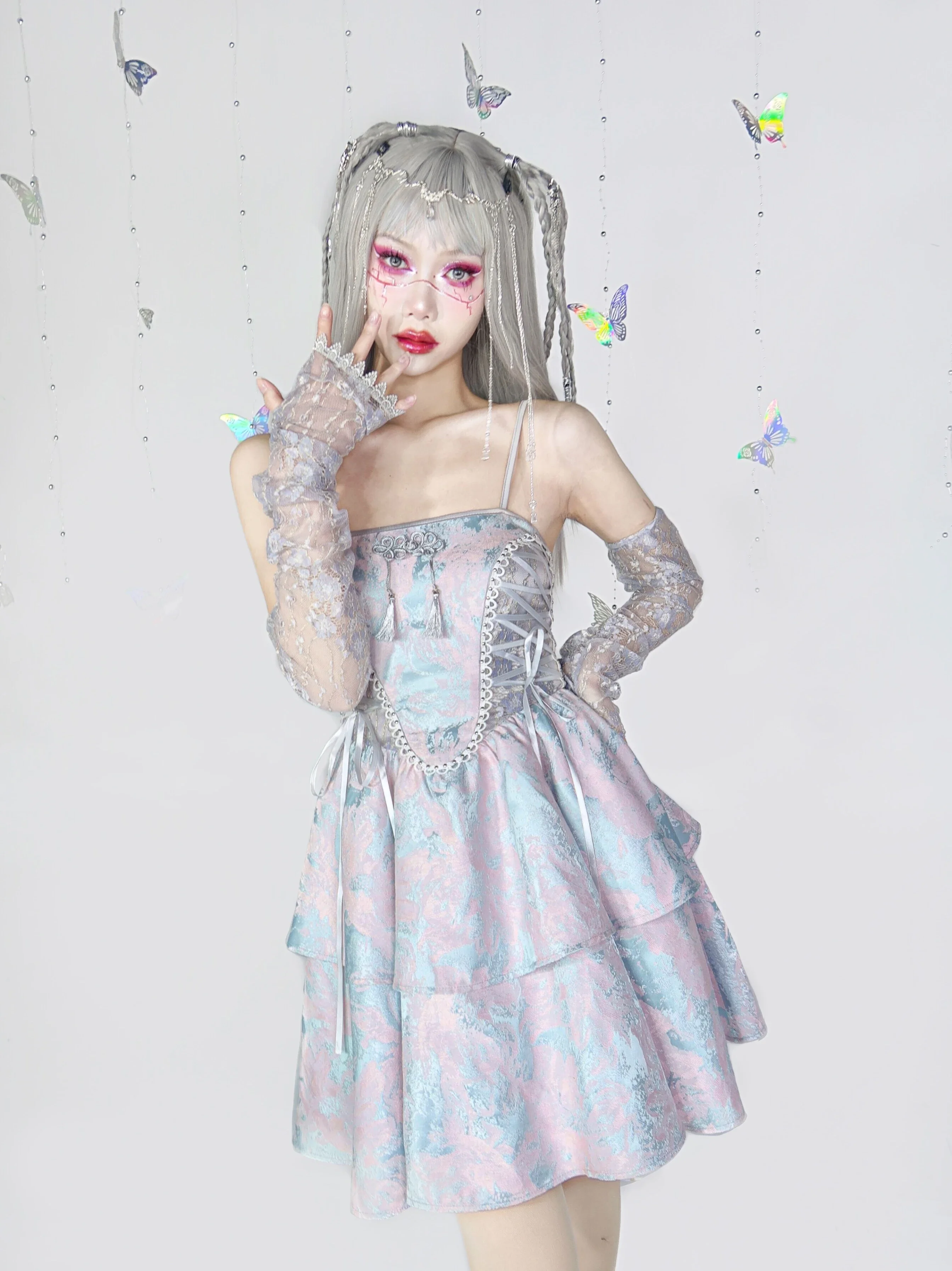 New Original Sexy Gothic Hot Girl Blue Pink Fashion Temperament Harajuku Punk Lace Bandage Sling Dress
New Original Sexy Gothic Hot Girl Blue Pink Fashion Temperament Harajuku Punk Lace Bandage Sling Dress