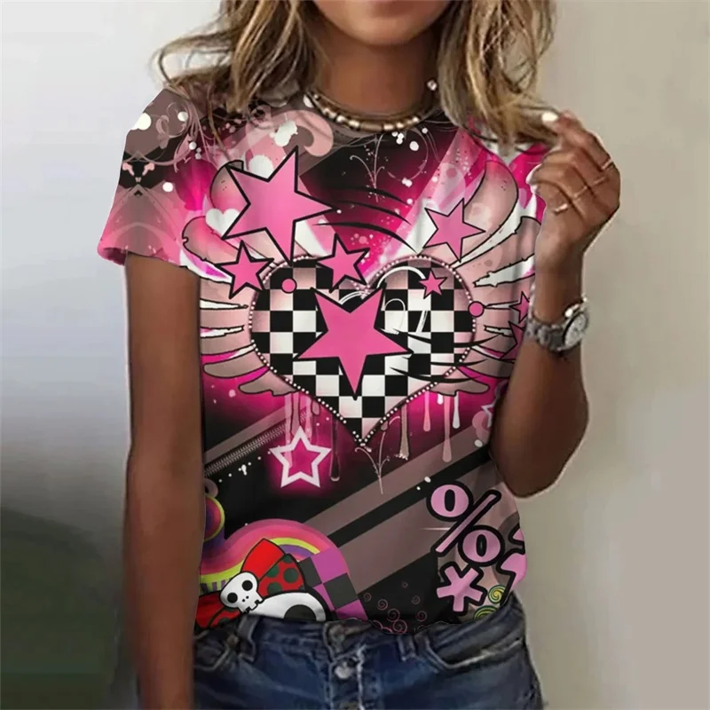 Love Star Pattern T Shirt for Women Colorful Cartoon 3D Printed Short Sleeves Tees Summer Casual Loose T-Shirts O-Neck Tops
Love Star Pattern T Shirt for Women Colorful Cartoon 3D Printed Short Sleeves Tees Summer Casual Loose T-Shirts O-Neck Tops