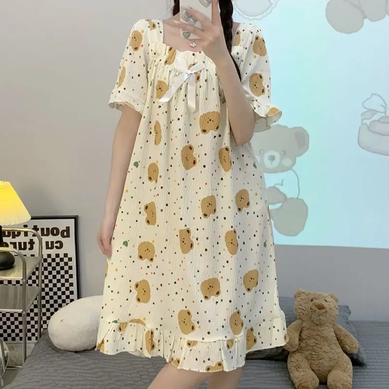 M-5XL Plus Size Long Sleeping Dress Summer Short Sleeved Cartoon Sweet Home Clothes Korean School Sleepwear Loose Nightgown
M-5XL Plus Size Long Sleeping Dress Summer Short Sleeved Cartoon Sweet Home Clothes Korean School Sleepwear Loose Nightgown