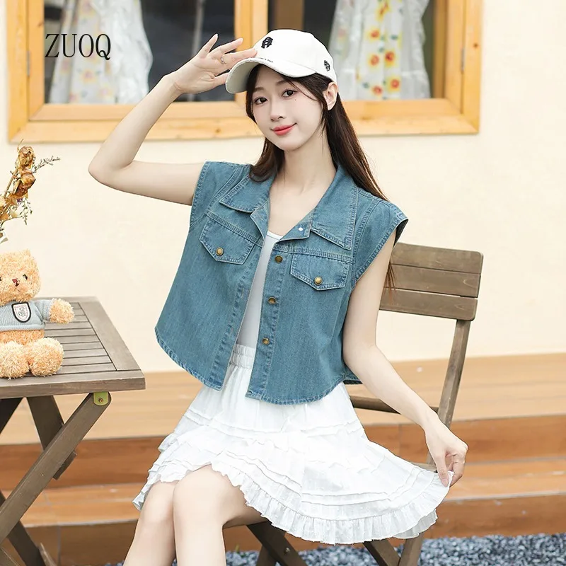 Casual Denim Vests Woman 2026 Spring/Summer New Turn-Down Collar Single-breasted Solid Korean Style Jacket Women
Casual Denim Vests Woman 2026 Spring/Summer New Turn-Down Collar Single-breasted Solid Korean Style Jacket Women
