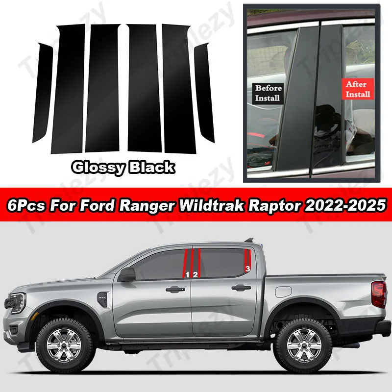 6Pcs Glossy Piano Black/Carbon Fiber Car Pillar Post Cover Door Trim Window Sticker For Ford Ranger Wildtrak Raptor 2022-2025
6Pcs Glossy Piano Black/Carbon Fiber Car Pillar Post Cover Door Trim Window Sticker For Ford Ranger Wildtrak Raptor 2022-2025
