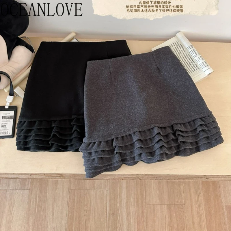 OCEANLOVE Woolen Skirts Women Ruffles Sweet Autumn Winter Solid Retro Mini Skirt Korean Fashion Cute Elegant Faldas Mujer
OCEANLOVE Woolen Skirts Women Ruffles Sweet Autumn Winter Solid Retro Mini Skirt Korean Fashion Cute Elegant Faldas Mujer