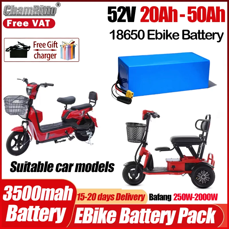 Аккумулятор для электровелосипеда/электросамоката: Li-ion 52В 2000Вт (30Ач, 40Ач), 750Вт (20Ач, 50Ач)
Аккумулятор для электровелосипеда/электросамоката: Li-ion 52В 2000Вт (30Ач, 40Ач), 750Вт (20Ач, 50Ач)