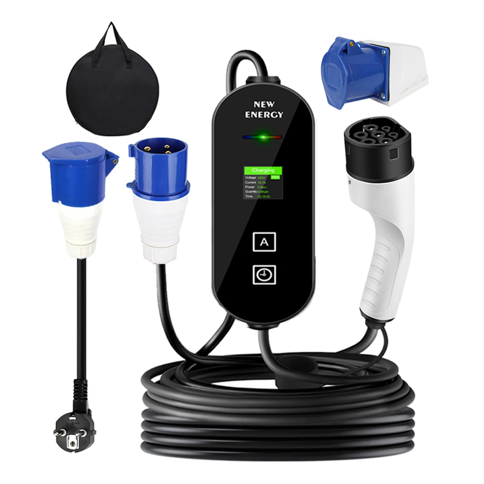 Portable 5M/10M 7KW 32A Single Phase CEE 3PIN Car Electric Charger Type 2 With Handbag EV Charger 5M 32A 7KW EU
Portable 5M/10M 7KW 32A Single Phase CEE 3PIN Car Electric Charger Type 2 With Handbag EV Charger 5M 32A 7KW EU