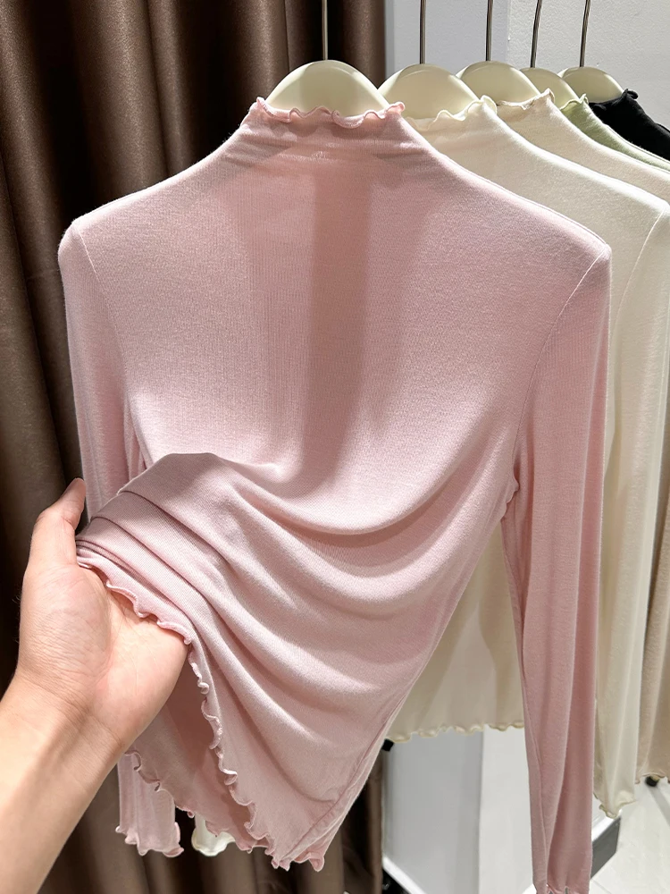 Мягкая и уютная женская базовая кофта с высоким воротником, розовая, ультраэластичная, тонкая, для весны, осени и зимы, модная внутренняя одежда
Мягкая и уютная женская базовая кофта с высоким воротником, розовая, ультраэластичная, тонкая, для весны, осени и зимы, модная внутренняя одежда