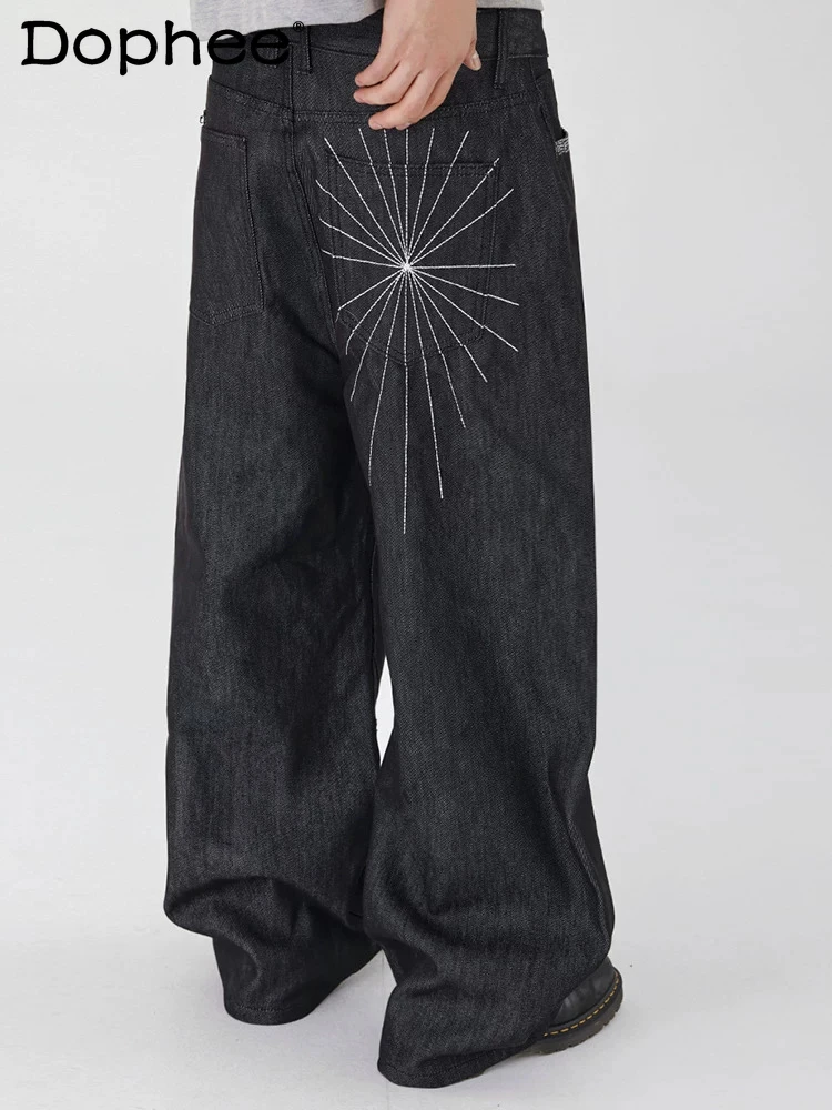 Fashion Jeans Men's 2026 Spring Pocket Decoration Wide Leg Straight Denim Pants Elegant Embroidery Color Matching Denim Trousers
Fashion Jeans Men's 2026 Spring Pocket Decoration Wide Leg Straight Denim Pants Elegant Embroidery Color Matching Denim Trousers