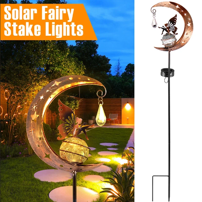Moon Fairy Solar Light Waterproof Lawn Lamp Metal Fairy Butterfly Yard Lamp Outdoor Ornament Creative Decorative for Garden Path
Moon Fairy Solar Light Waterproof Lawn Lamp Metal Fairy Butterfly Yard Lamp Outdoor Ornament Creative Decorative for Garden Path