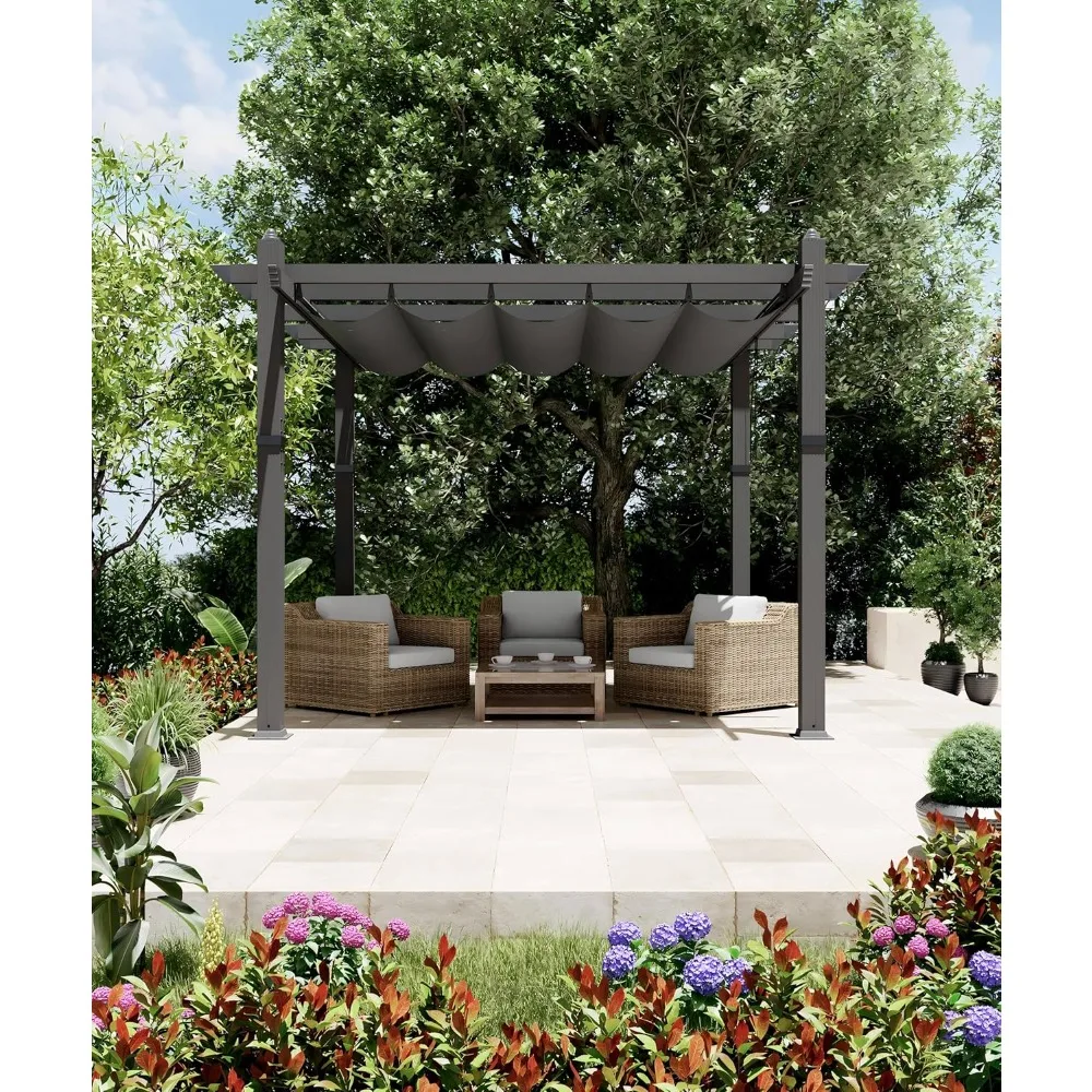 10x10 Ft Modern Aluminum Pergola, Outdoor Pergola with Adjustable Canopy, Stable 4-Sided Base, Aluminum Gazebos for Backyard, De
10x10 Ft Modern Aluminum Pergola, Outdoor Pergola with Adjustable Canopy, Stable 4-Sided Base, Aluminum Gazebos for Backyard, De