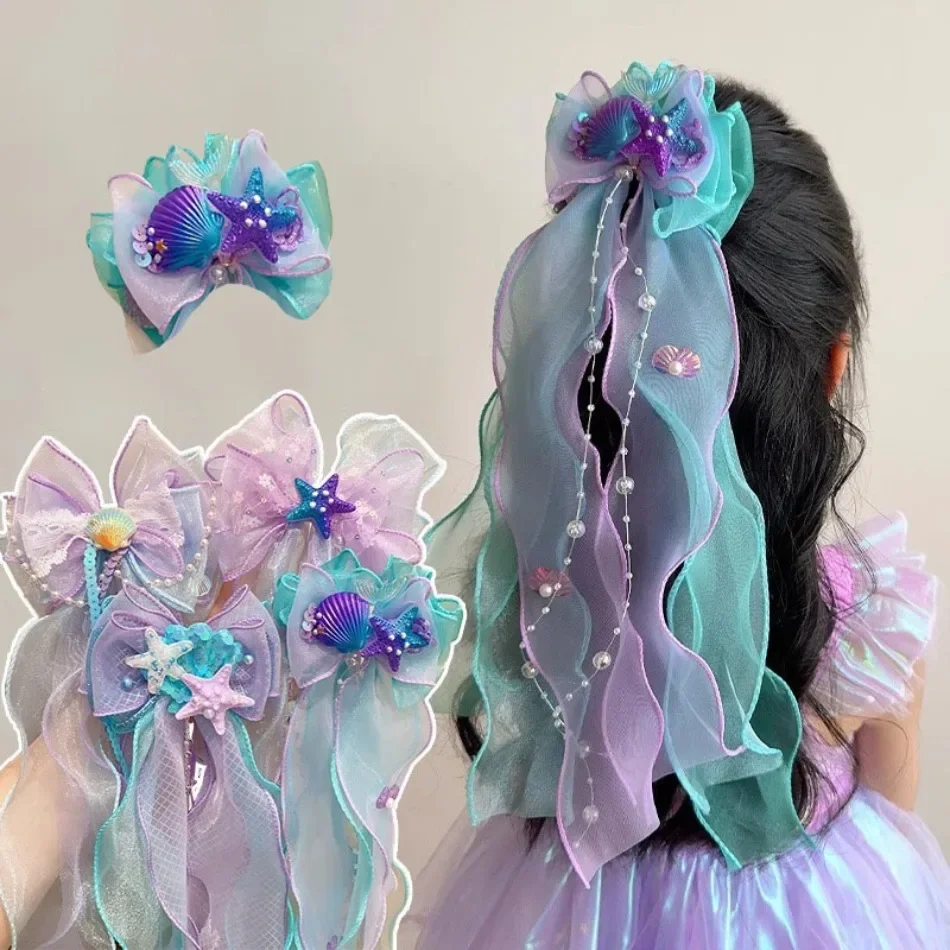 Toddler Girl Mermaid Headwear Children Princess Bow Hairpin Girls' Floating Yarn Braided Hair Clip Mermaid Maiden Hair Accessory
Toddler Girl Mermaid Headwear Children Princess Bow Hairpin Girls' Floating Yarn Braided Hair Clip Mermaid Maiden Hair Accessory