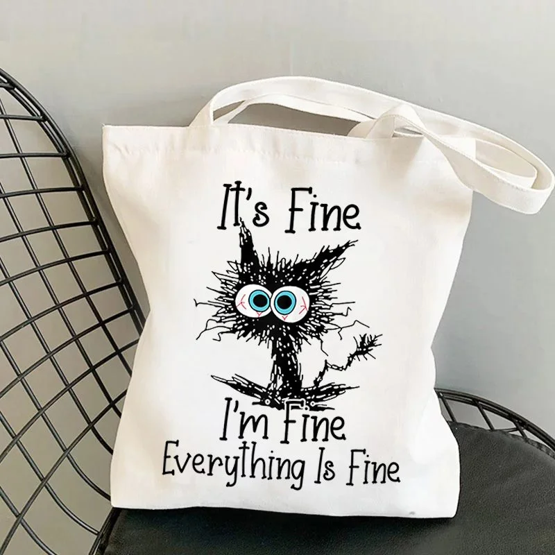 Fashion Women Handbag Shoulder Bag Cat It'S Fine I'M Fine Everything Is Fine Printing Messenger Bag Environmental Shopping Bag
Fashion Women Handbag Shoulder Bag Cat It'S Fine I'M Fine Everything Is Fine Printing Messenger Bag Environmental Shopping Bag
