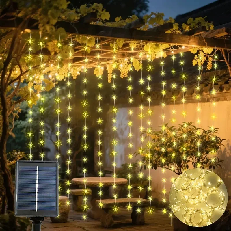 Solar Curtain String Lights 8 Lighting Modes Wedding Party Garden Ramadan House Patio Decorations Outdoor Pavilion LED Light
Solar Curtain String Lights 8 Lighting Modes Wedding Party Garden Ramadan House Patio Decorations Outdoor Pavilion LED Light