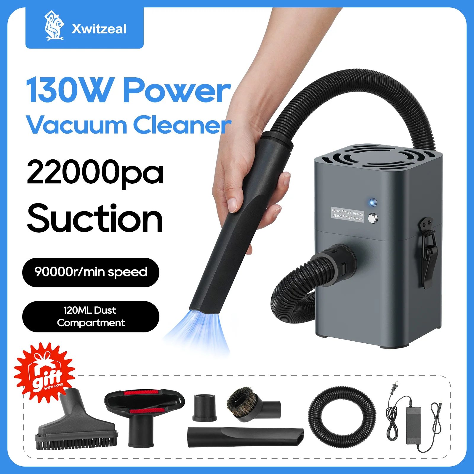 Xwitzeal 22000PA High Pressure Vacuum Cleaner for Phone Repair, 130W Powerful Multi-Vacuum Cleaner Appliances w/Powerful Motor
Xwitzeal 22000PA High Pressure Vacuum Cleaner for Phone Repair, 130W Powerful Multi-Vacuum Cleaner Appliances w/Powerful Motor
