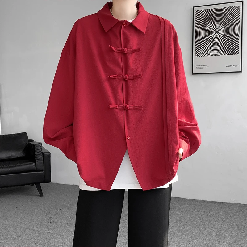 Men's Dial Buckle Solid Long Sleeve Shirt Chic Pleated Decor 2024 Spring New Loose Casual Traditional Chinese Style Clothing
Men's Dial Buckle Solid Long Sleeve Shirt Chic Pleated Decor 2024 Spring New Loose Casual Traditional Chinese Style Clothing