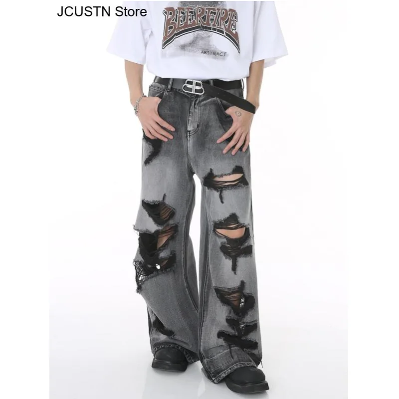 Рваные джинсы High Street Design, мужские повседневные джинсовые брюки с широкими штанинами, удобные свободные уличные мужские свободные брюки
Рваные джинсы High Street Design, мужские повседневные джинсовые брюки с широкими штанинами, удобные свободные уличные мужские свободные брюки
