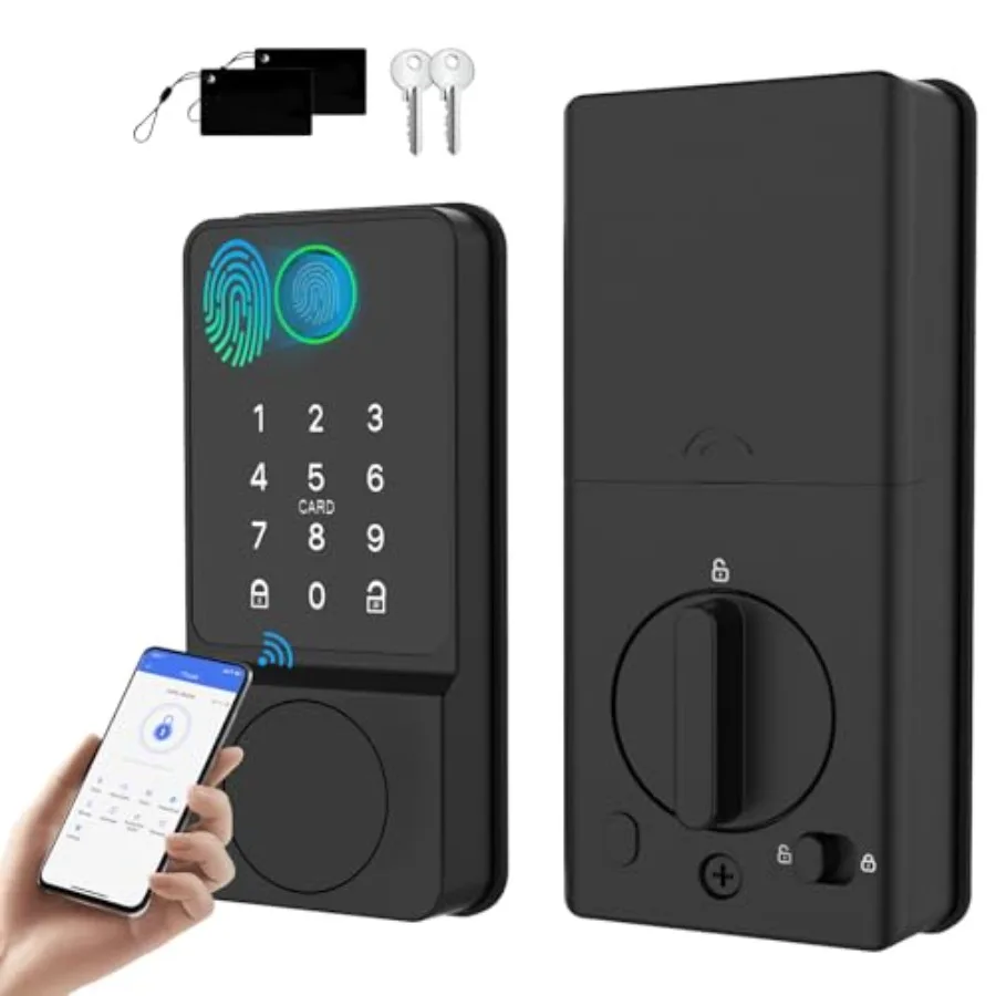 Smart Door Lock Keyless Entry with Fingerprint Touchscreen Keypad APP IC Card Key Type-C Charging Unlocking 6 In 1 Electric Bio
Smart Door Lock Keyless Entry with Fingerprint Touchscreen Keypad APP IC Card Key Type-C Charging Unlocking 6 In 1 Electric Bio