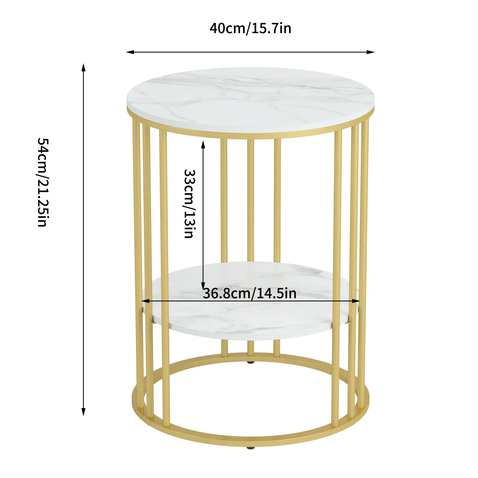 Round Marble Accent Table End 2 Tiers Storage Table Gold Metal Frame Nightstand for Living Room
Round Marble Accent Table End 2 Tiers Storage Table Gold Metal Frame Nightstand for Living Room
