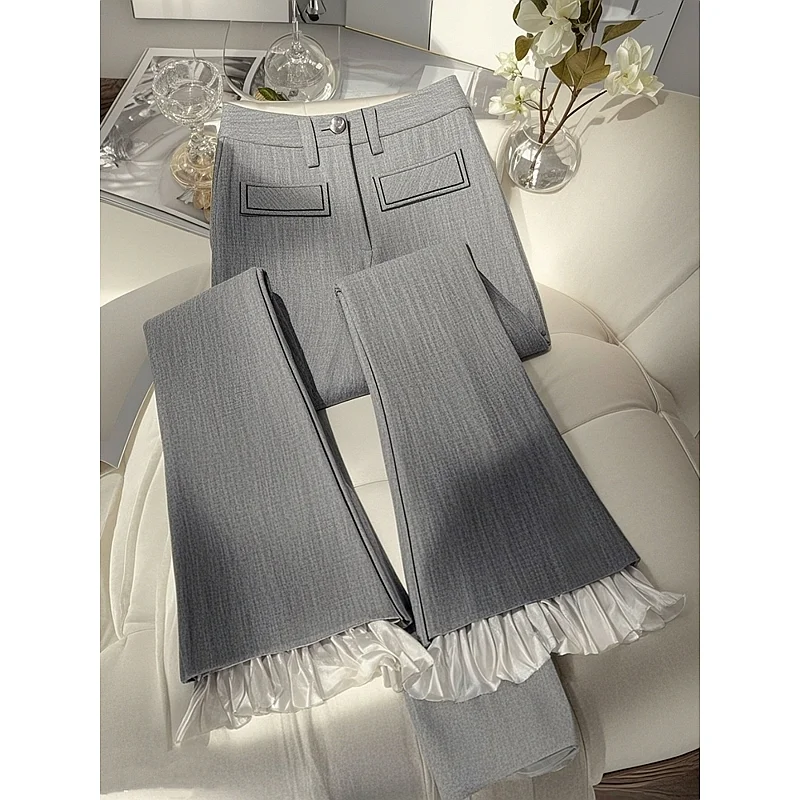 Fashionable Gray Suit Pants 2025 Early Spring High Waist Straight Narrow Version Light Flare Wide-leg Pants
Fashionable Gray Suit Pants 2025 Early Spring High Waist Straight Narrow Version Light Flare Wide-leg Pants
