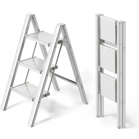 Escalera plegable de aluminio para el hogar y la Oficina, taburete ligero de 2 a 4 escalones, Pedal ancho antideslizante, carga de 150kg, portátil