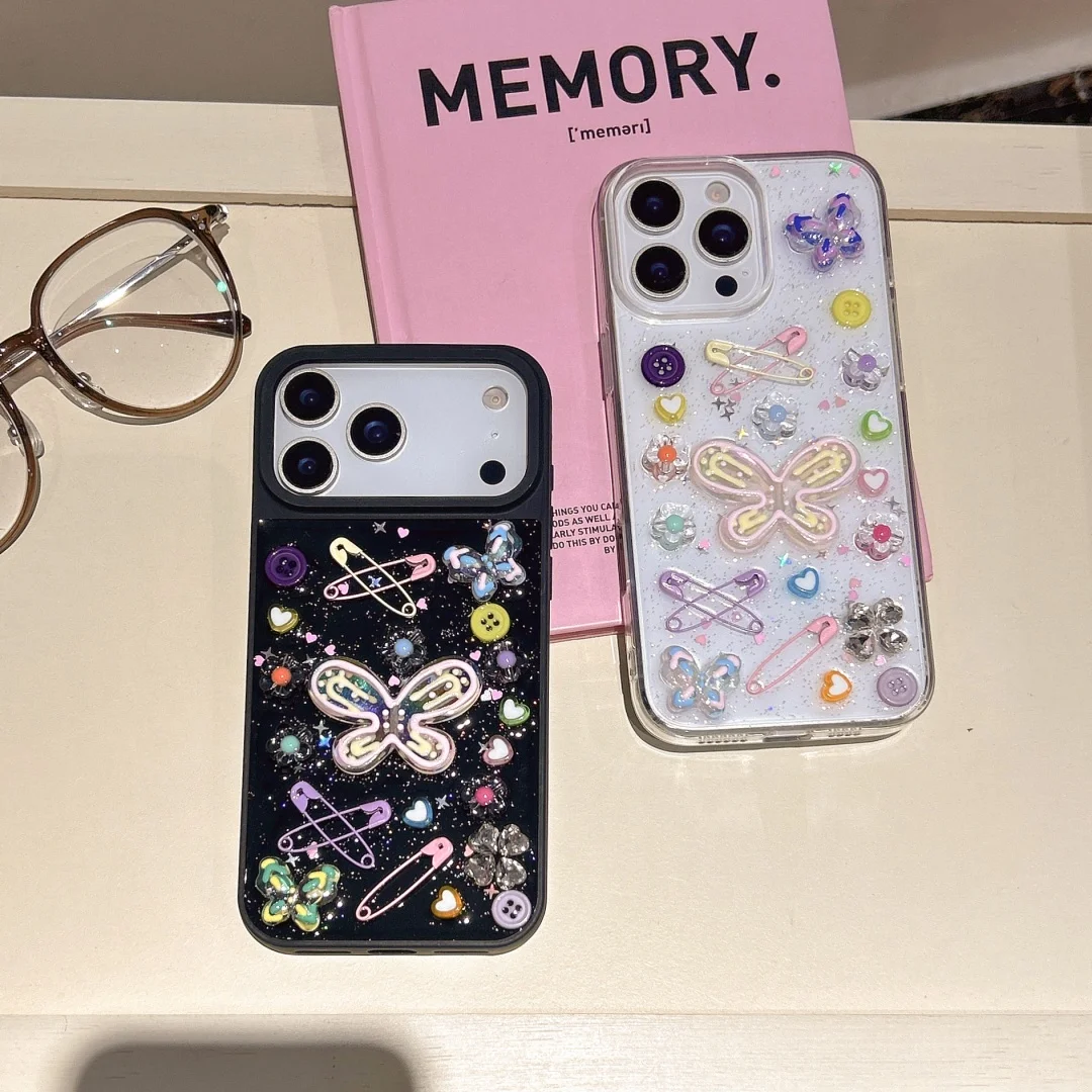 Cute 3D Chains Pin Cartoon Butterfly Phone Case For iPhone 17 16 15 14 13 12 11 Pro Max Plus Y2K Cool Punk Girl Soft Back Cover 
Cute 3D Chains Pin Cartoon Butterfly Phone Case For iPhone 17 16 15 14 13 12 11 Pro Max Plus Y2K Cool Punk Girl Soft Back Cover