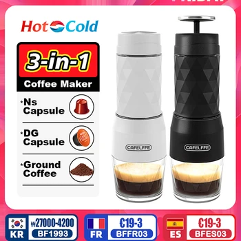 Cafelffe 3 In1 Portable Coffee Machine Hot/Cold Water Manual Espresso Maker For Capsule & Ground Hand Press Brewer hiking Travel