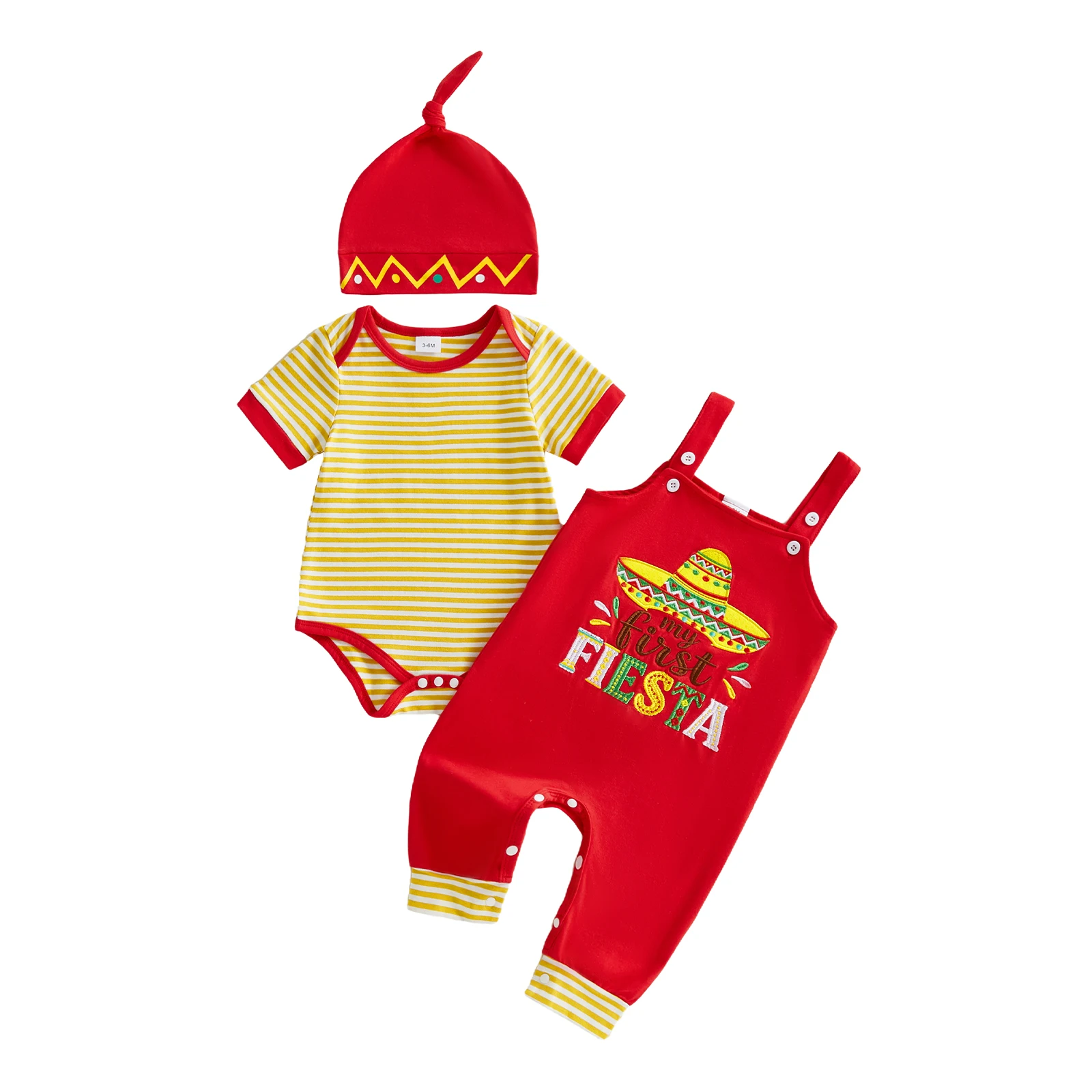 Baby Boy Outfit Short Sleeve Stripes Romper with Embroidery Overall Pants and Hat Cinco De Mayo Outfit
Baby Boy Outfit Short Sleeve Stripes Romper with Embroidery Overall Pants and Hat Cinco De Mayo Outfit