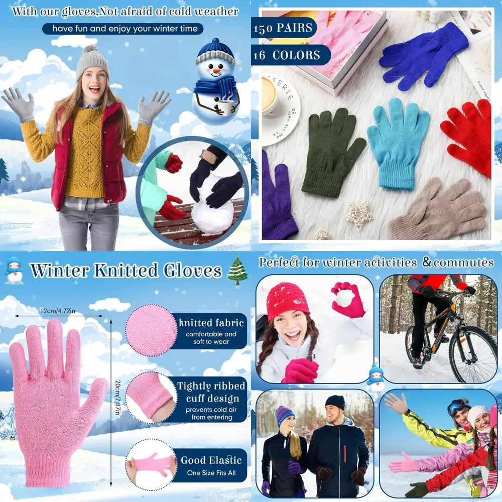 Suhine 150 Pair Winter Gloves Bulk Winter Knitted Warm Gloves for Men Women Homeless People, Gift for Christmas
Suhine 150 Pair Winter Gloves Bulk Winter Knitted Warm Gloves for Men Women Homeless People, Gift for Christmas