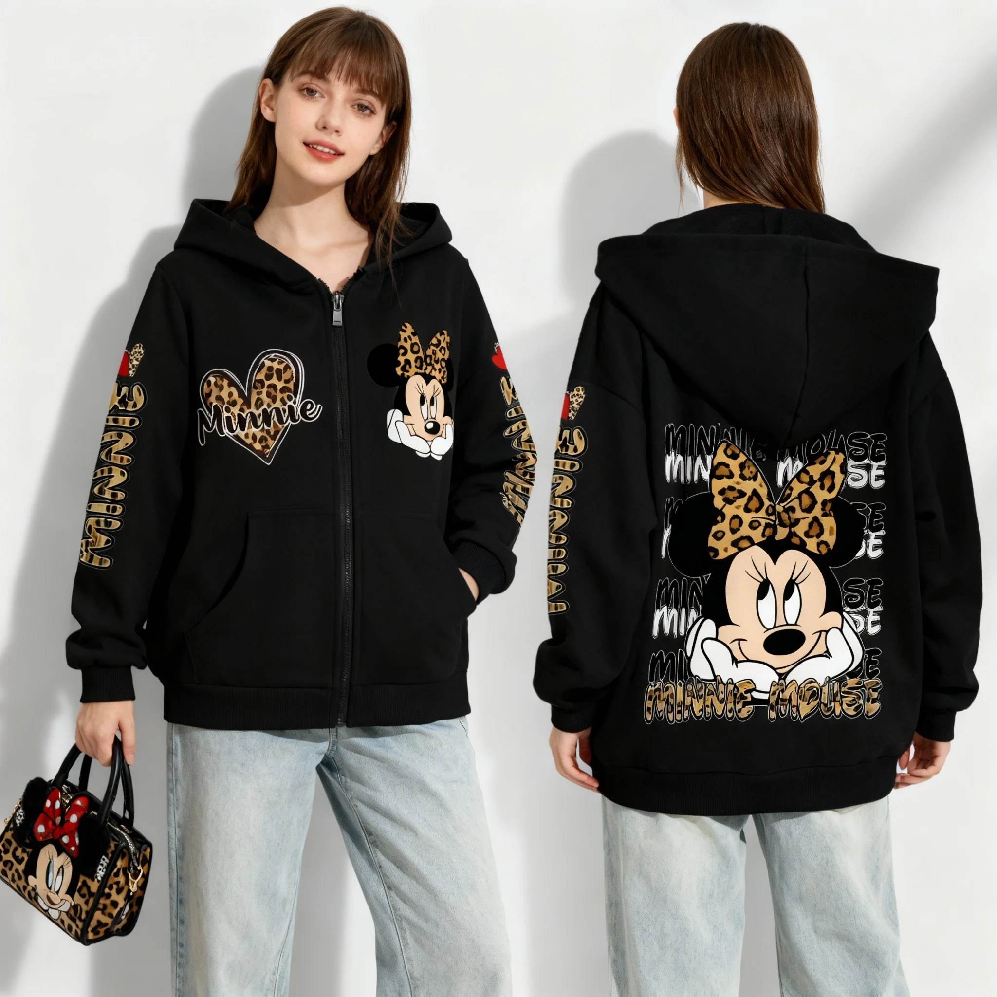Полная коллекция Disney Family Minnie Sweet Cool Pairing, модная уличная осенне-зимняя толстовка на молнии, большие размеры для женщин и взрослых
Полная коллекция Disney Family Minnie Sweet Cool Pairing, модная уличная осенне-зимняя толстовка на молнии, большие размеры для женщин и взрослых