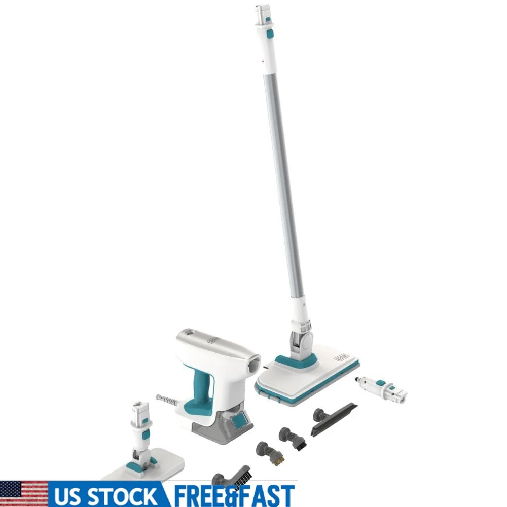 Multipurpose Steam Cleaner with 6 Attachments Handheld and Mop Design Sealed Floors Grout Tiles Counters Bathrooms Germs Removal
Multipurpose Steam Cleaner with 6 Attachments Handheld and Mop Design Sealed Floors Grout Tiles Counters Bathrooms Germs Removal