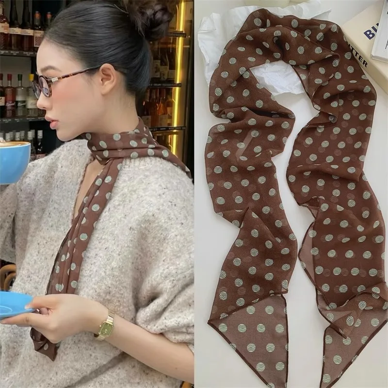 Brown Polka Dot Silk Scarf Printed High-end Versatile Accessories Neck Women 2025 New Headband Tied Hair Long Scarf
Brown Polka Dot Silk Scarf Printed High-end Versatile Accessories Neck Women 2025 New Headband Tied Hair Long Scarf